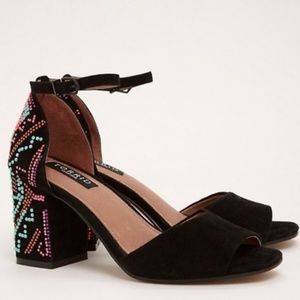 Torrid black neon beaded embellished block heels